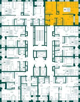 2-к квартира, строящийся дом, 60м2, 4/29 этаж