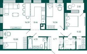 3-к квартира, вторичка, 78м2, 20/27 этаж