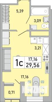 1-к квартира, строящийся дом, 30м2, 7/24 этаж
