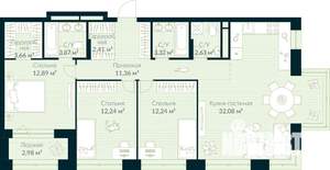 3-к квартира, строящийся дом, 98м2, 4/10 этаж