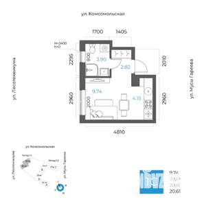 1-к квартира, вторичка, 21м2, 27/32 этаж