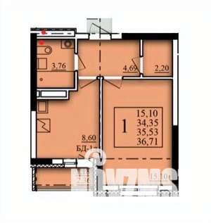1-к квартира, вторичка, 36м2, 2/21 этаж