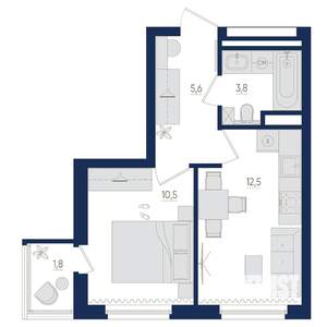 1-к квартира, вторичка, 33м2, 7/22 этаж