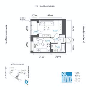 1-к квартира, вторичка, 37м2, 2/20 этаж