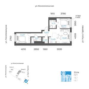 3-к квартира, вторичка, 61м2, 11/24 этаж
