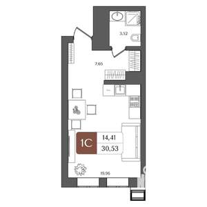 Студия квартира, строящийся дом, 31м2, 21/21 этаж