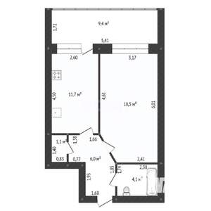 1-к квартира, вторичка, 51м2, 1/10 этаж