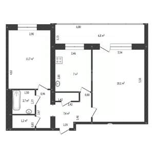 2-к квартира, вторичка, 52м2, 2/10 этаж