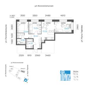 3-к квартира, вторичка, 74м2, 2/17 этаж