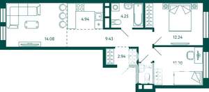 2-к квартира, вторичка, 60м2, 9/10 этаж