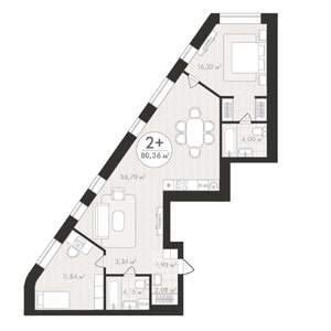 2-к квартира, строящийся дом, 80м2, 17/24 этаж