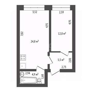 2-к квартира, вторичка, 48м2, 1/3 этаж