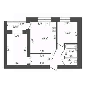 2-к квартира, вторичка, 54м2, 10/18 этаж