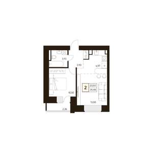 1-к квартира, вторичка, 39м2, 13/17 этаж