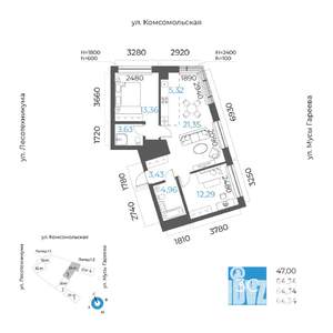 3-к квартира, вторичка, 64м2, 11/24 этаж