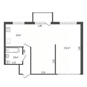 2-к квартира, вторичка, 42м2, 5/5 этаж