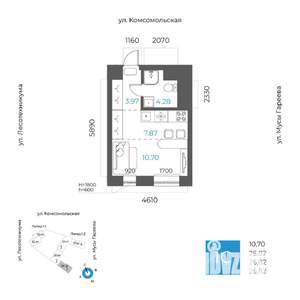 1-к квартира, вторичка, 27м2, 5/20 этаж