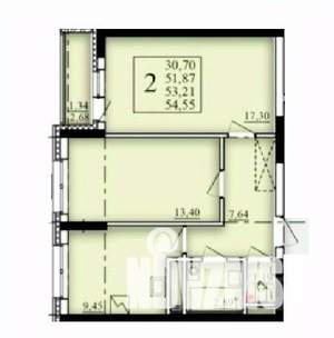 2-к квартира, строящийся дом, 53м2, 18/25 этаж