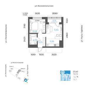 2-к квартира, вторичка, 40м2, 17/24 этаж
