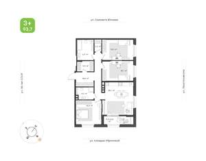 3-к квартира, вторичка, 94м2, 22/25 этаж