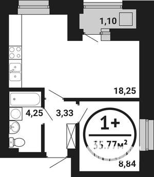 1-к квартира, вторичка, 36м2, 2/8 этаж