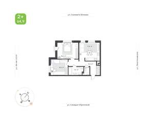 2-к квартира, вторичка, 65м2, 5/12 этаж