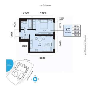 2-к квартира, вторичка, 41м2, 5/32 этаж