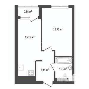 2-к квартира, строящийся дом, 37м2, 20/25 этаж