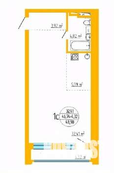 2-к квартира, строящийся дом, 47м2, 5/16 этаж