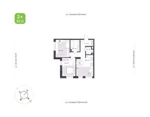 2-к квартира, вторичка, 57м2, 2/18 этаж