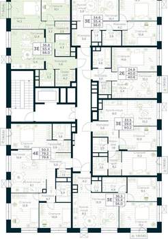 2-к квартира, строящийся дом, 66м2, 9/10 этаж