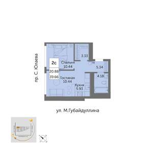 2-к квартира, вторичка, 40м2, 31/32 этаж