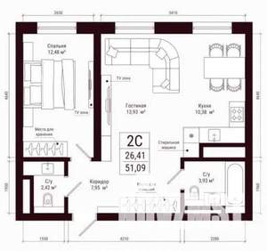 2-к квартира, вторичка, 51м2, 2/34 этаж