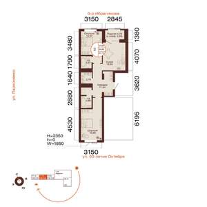 2-к квартира, вторичка, 68м2, 3/11 этаж