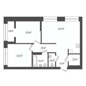 3-к квартира, вторичка, 65м2, 23/23 этаж
