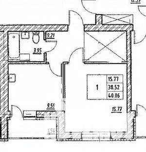 1-к квартира, вторичка, 39м2, 3/14 этаж