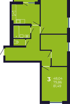 3-к квартира, вторичка, 82м2, 7/17 этаж
