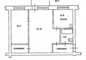 2-к квартира, вторичка, 42м2, 4/5 этаж