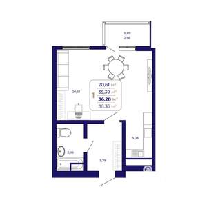 1-к квартира, вторичка, 36м2, 5/25 этаж