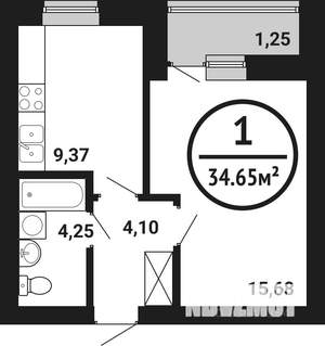1-к квартира, вторичка, 35м2, 4/8 этаж