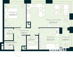 2-к квартира, вторичка, 62м2, 24/30 этаж