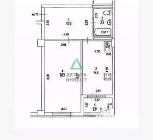 1-к квартира, вторичка, 44м2, 2/13 этаж