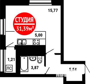1-к квартира, вторичка, 31м2, 23/25 этаж