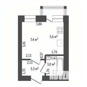 Студия квартира, вторичка, 20м2, 8/13 этаж