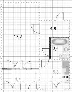 1-к квартира, вторичка, 34м2, 1/10 этаж