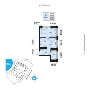 2-к квартира, вторичка, 45м2, 25/32 этаж