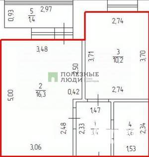 1-к квартира, вторичка, 33м2, 1/7 этаж