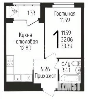 1-к квартира, вторичка, 33м2, 16/24 этаж