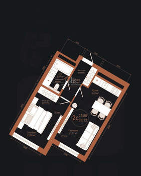 1-к квартира, вторичка, 41м2, 18/22 этаж