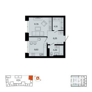 1-к квартира, вторичка, 36м2, 8/20 этаж